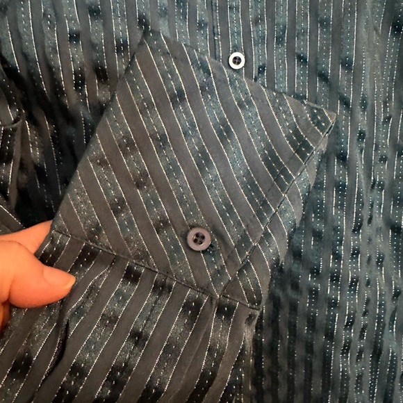 Apt. 9 Blue Metallic Button Down Shirt - Picture 6 of 7